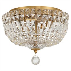 Amira Updated Traditional Aged Brass Crystal 4 Light Flush Mount