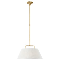 Visual Comfort Serrato White Silk Pleated Antique Brass Hanging Shade - 14"