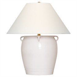 Visual Comfort Fasano Traditional White Linen Shade White Terracotta Table Lamp