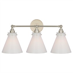 Visual Comfort Parkington White Glass Polished Nickel 3 Light Bath Bar