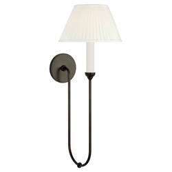 Visual Comfort Ingela White Silk Pleated Modern Iron Single Armed Sconce