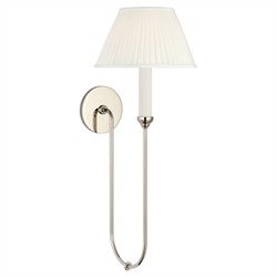 Visual Comfort Ingela White Silk Pleated Polished Nickel Single Armed Sconce