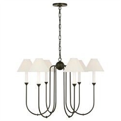Visual Comfort Ingela White Silk Pleated Modern Iron Shaded Chandelier