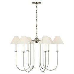 Visual Comfort Ingela White Silk Pleated Polished Nickel Shaded Chandelier