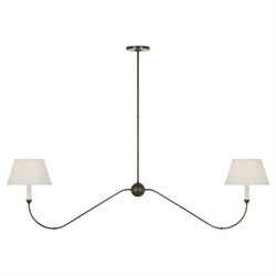 Visual Comfort Ingela White Silk Pleated Modern Iron Shaded Linear Chandelier