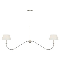 Visual Comfort Ingela White Silk Pleated Nickel Shaded Linear Chandelier