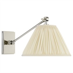 Visual Comfort Wimberley White Silk Pleated Nickel Single Library Wall Light