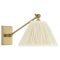 Visual Comfort Wimberley White Silk Pleated Soft Brass Single Library Wall Light