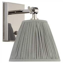 Visual Comfort Wimberley Blue Linen Pleated Polished Nickel Bedside Wall Light