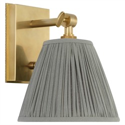 Visual Comfort Wimberley Blue Linen Pleated Soft Brass Bedside Wall Light