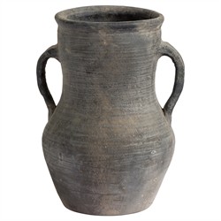 Laguna Traditional Antique Grey Terracotta Two-Handle Vase