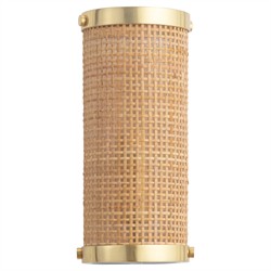 Sorella Coastal Beach Gold Accent Natural Rattan Sconce