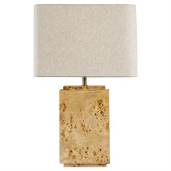 Bennett Modern Classic Light Brown Burl Wood Table Lamp
