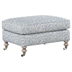 Carter Blue Porcelain Cotton Weave Ottoman