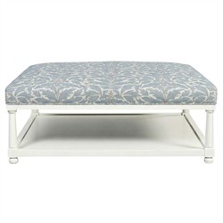 Hollis Blue Porcelain Cotton Weave Square Ottoman