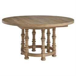 Ennisbrook Updated Traditional Brown Oak Wood Round Extendable Dining Table - 60-82"