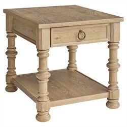 Hollister Updated Traditional Brown Oak Side Table