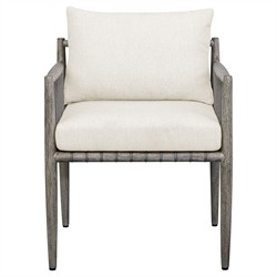 Dara Coastal Beach Grey Mahogany Wood Rope Rectangular Outdoor Ottoman