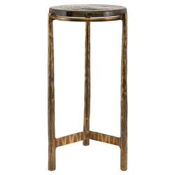 Everly Modern Classic Antique Brass Aluminum Outdoor Drink Table