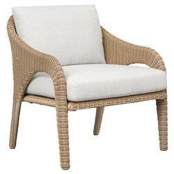 Kaela Coastal Beach Brown Woven Wicker Outdoor Lounge Chair
