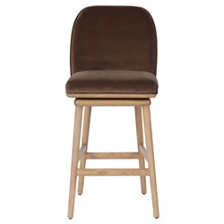 Camden Modern Classic Dark Brown Velvet Performance Swivel Counter Stool