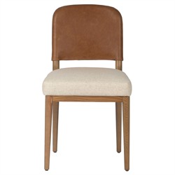 Ryver Modern Classic Brown Leather Beige Performance Dining Chair