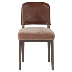 Ryver Modern Classic Brown Velvet Leather Dining Chair