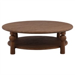 Zachary Updated Traditional Brown Mango Wood Round Coffee Table