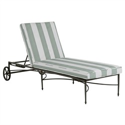 Roma Cabana Mist Stripe Sunbrella Slate Grey Aluminum Outdoor Chaise Lounge