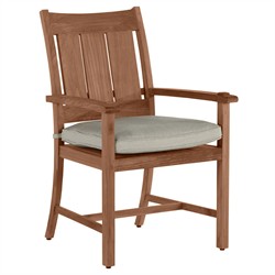 Croquet Coastal Natural Teak Grey Sunbrella Outdoor Dining Arm Chair