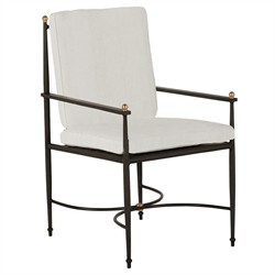 Roma Bali Pearl Upholstered Slate Grey Aluminum Outdoor Dining Arm Chair