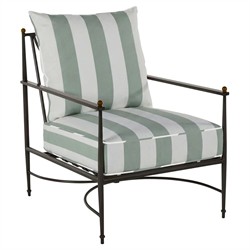 Roma Cabana Mist Stripe Sunbrella Slate Grey Aluminum Outdoor Lounge Chair