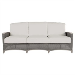 Astoria Cream Upholstered Oyster Aluminum Wicker Outdoor Sofa - 85"