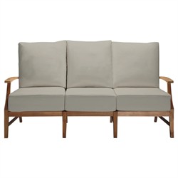 Croquet Coastal Beach Grey Sunbrella Natural Teak Outdoor Sofa - 76"