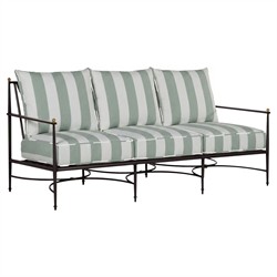 Roma Cabana Mist Stripe Sunbrella Slate Grey Aluminum Outdoor Sofa - 77"