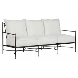 Roma Bali Pearl Upholstered Slate Grey Aluminum Outdoor Sofa - 77"