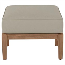 Croquet Coastal Grey Sunbrella Natural Teak Outdoor Ottoman