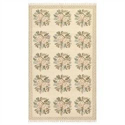 Sheena Updated Traditional Cream Wool Floral Patterned Rug - 5'x7'6"