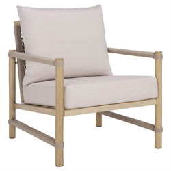 Darla Coastal Beach Grey Woven Outdoor Patio Arm Chair