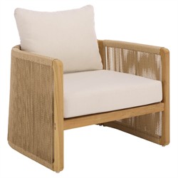 Fiora Coastal Beach Woven Hyacinth Natural Teak Outdoor Arm Chair