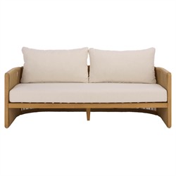 Fiora Coastal Beach Woven Hyacinth Natural Teak Outdoor Sofa - 71"