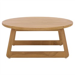 Fiora Coastal Beach Natural Teak Wood Round Outdoor Coffee Table