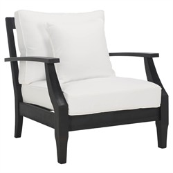 Camila Coastal Beach Black Outdoor Lounge Arm Chair