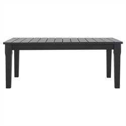 Camila Coastal Beach Black Wood Rectangular Outdoor Coffee Table