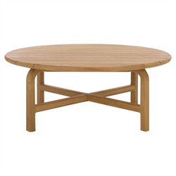 Nina Coastal Beach Natural Teak Round Outdoor Coffee Table