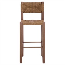 Ramon Coastal Beach Natural Faux Rattan Woven Outdoor Bar Stool - Set of 2