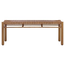 Maori Coastal Beach Natural Faux Rattan Woven Outdoor Dining Bench