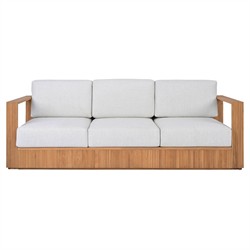 Lucian Coastal Beach Natural Reeded Teak Outdoor Patio Sofa - 80"