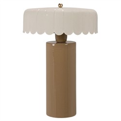 Collins Traditional Scalloped Shade Glossy Taupe Table Lamp
