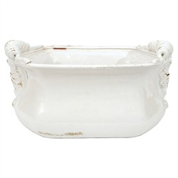 Oren French Country Distressed White Terracotta Cache Pot